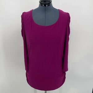 North Style Women's Magenta Blouse SIZE XL PULLOVER LOW NECK LINED